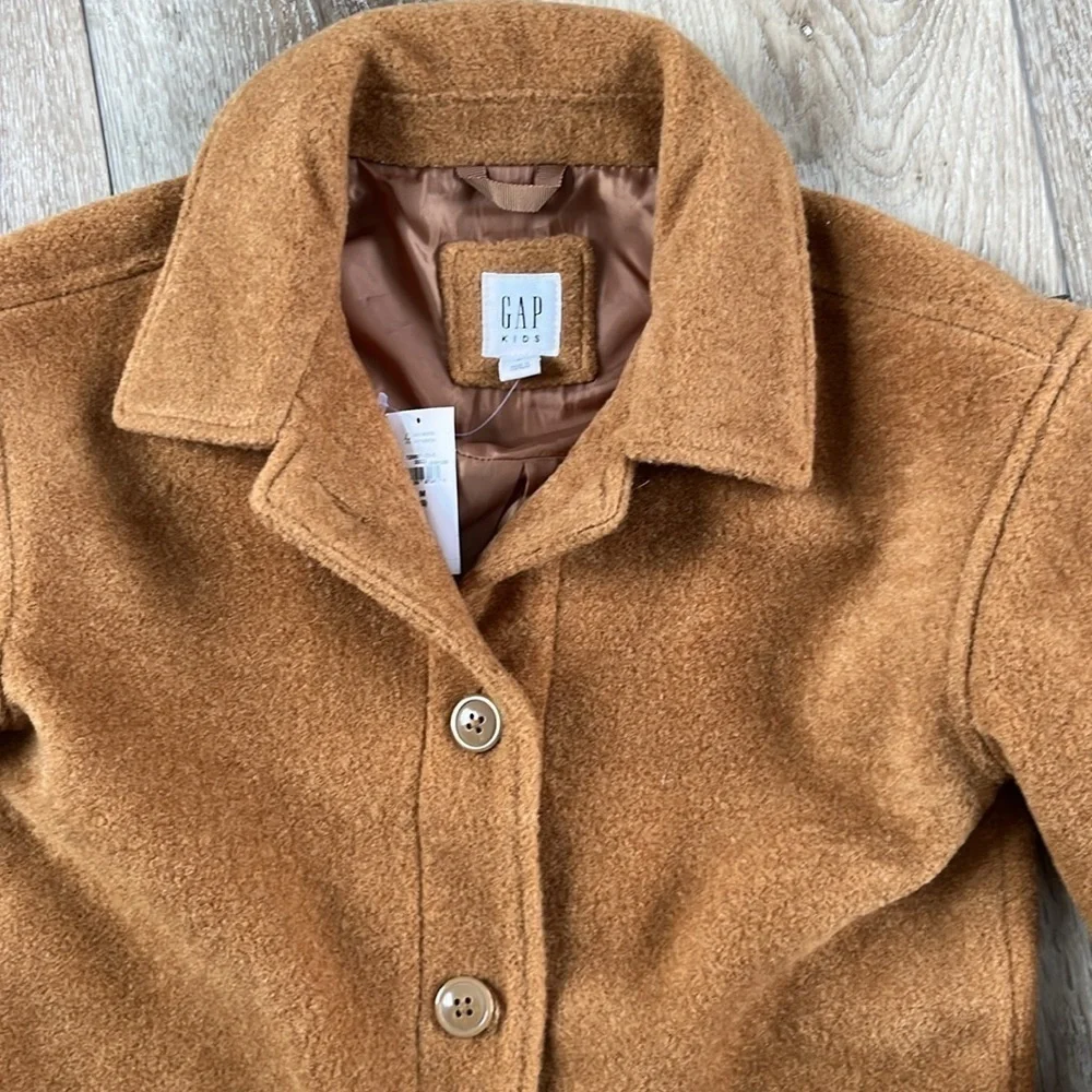 NWT Gap Kids Boucle Jacket Tan Brown Button Down Medium (8)